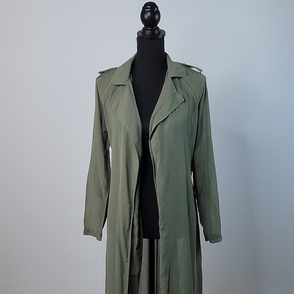 Jackets & Blazers - Long Green sheer Jacket M